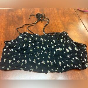 Woman’s Free people xl black with flowers crop top with ties